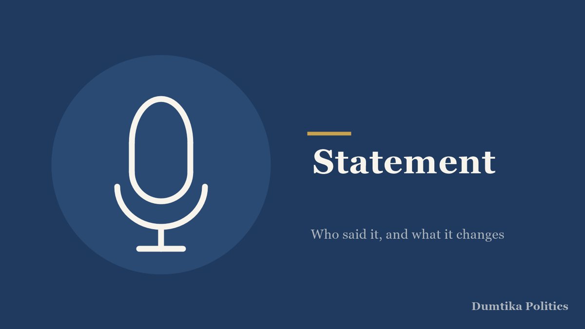 Dumtika Politics editorial graphic: Line drawing of a microphone, labelled Statement