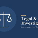Dumtika Politics editorial graphic: Line drawing of a pair of scales, labelled Legal & Investigation